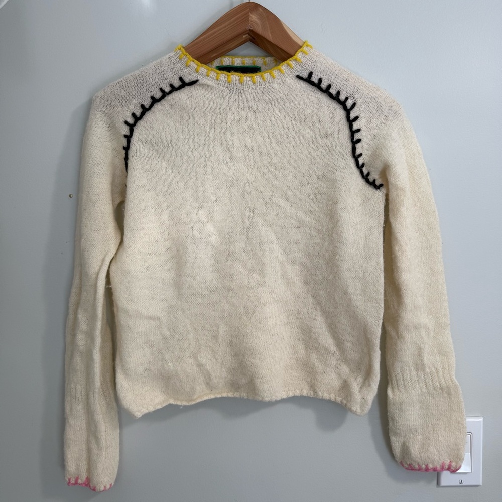 La Fetiche Wool Contrast Stitch Sweater